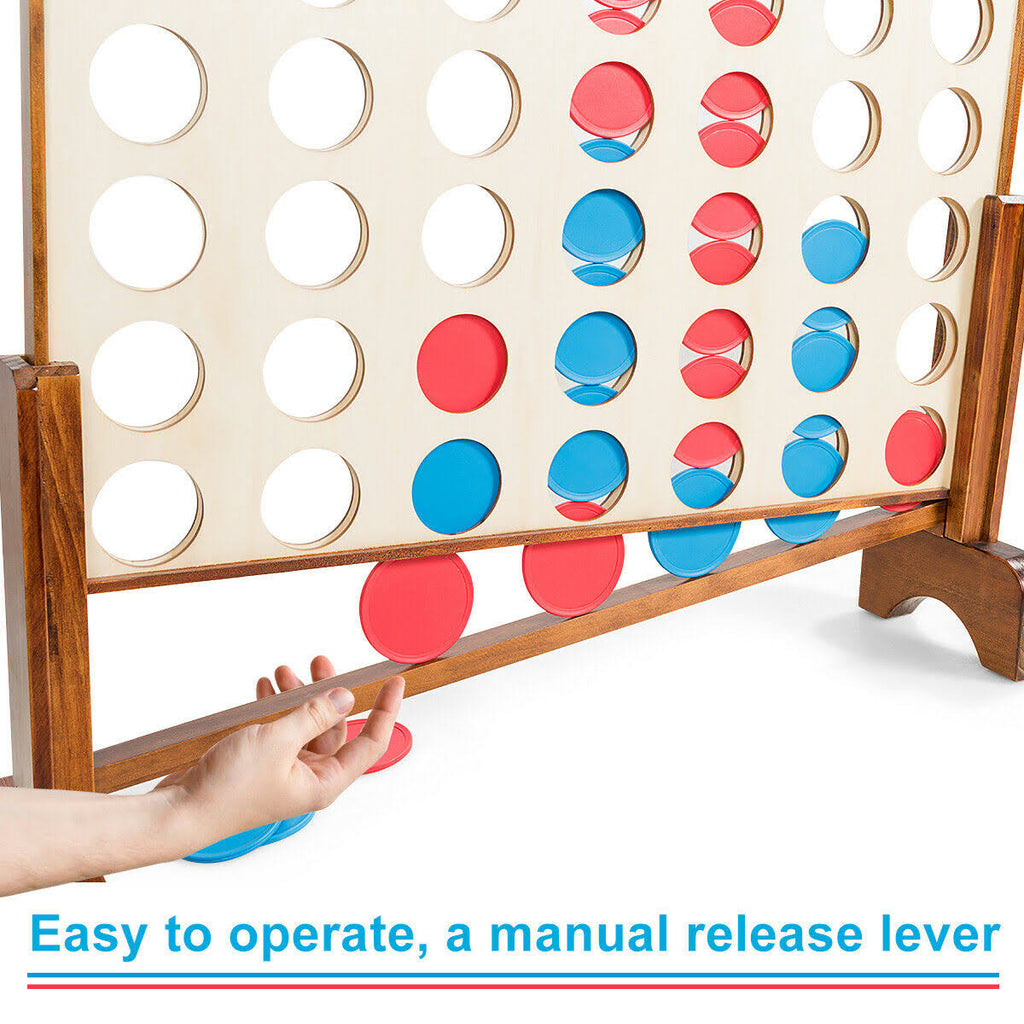 Natural Wooden 4 in A Row Game with Carrying Bag N519
