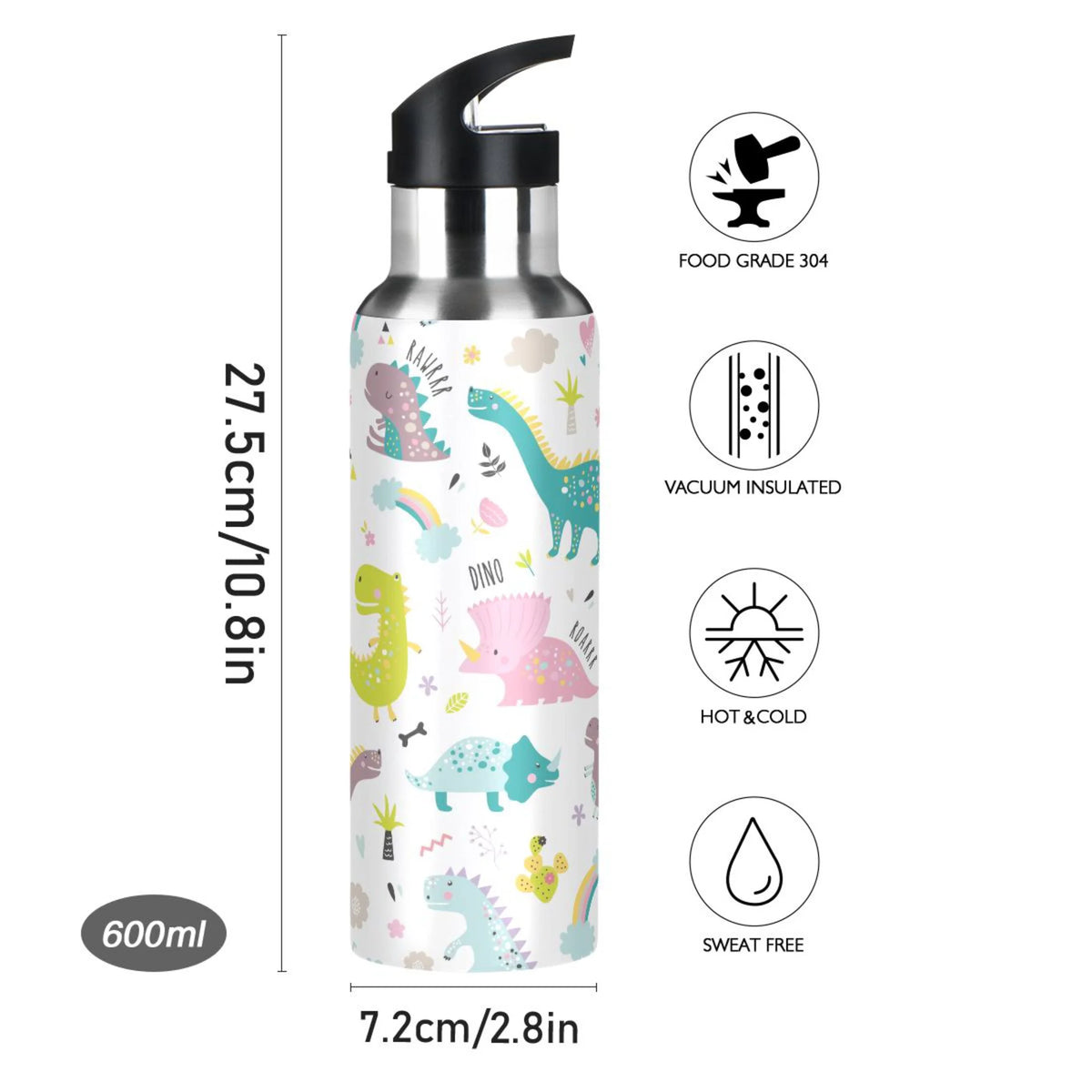 Stainless Steel Insulated Water Bottle with Straw Lid J9731