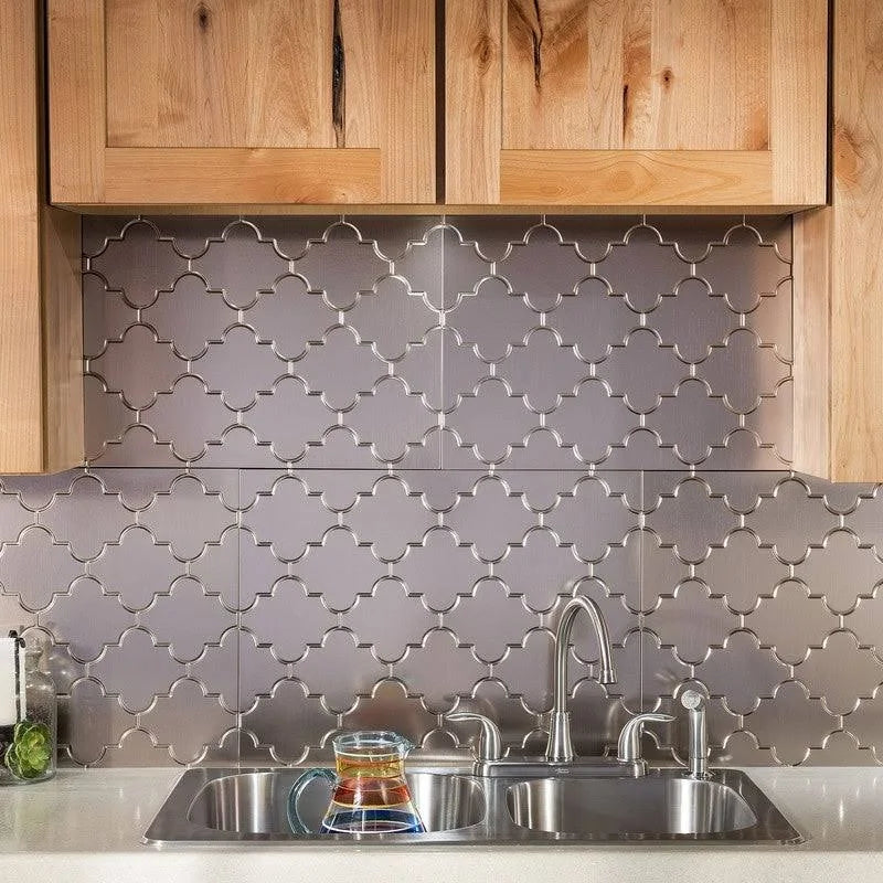 18in x 24in Brushed Nickel Backsplash Panel (5 Pack) I806620