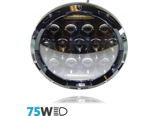 7 inch Round LED Headlight 75W Low/High with DRL Black Housing E346