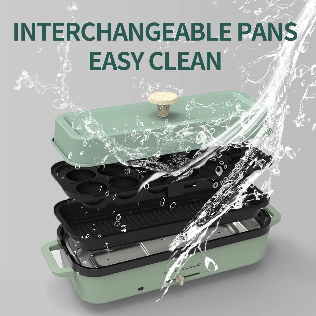 Nonstick Electric Griddle with 2 Interchangeable Pan P5888