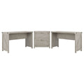 2 Person Farmhouse Desk Set with Lateral File Cabinet in Cottage White I95830