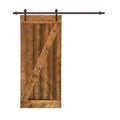 Walnut Solid Knotty Pine Wood Interior Sliding Barn Door with Hardware Kit J7874