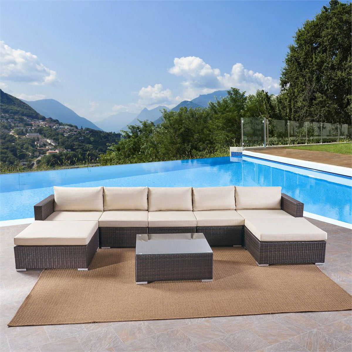 Wicker Sectional Sofa Set with Cushions Z482
