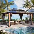 12'x 16' Hardtop Aluminum Gazebo with Double Polycarbonate Roof I146928