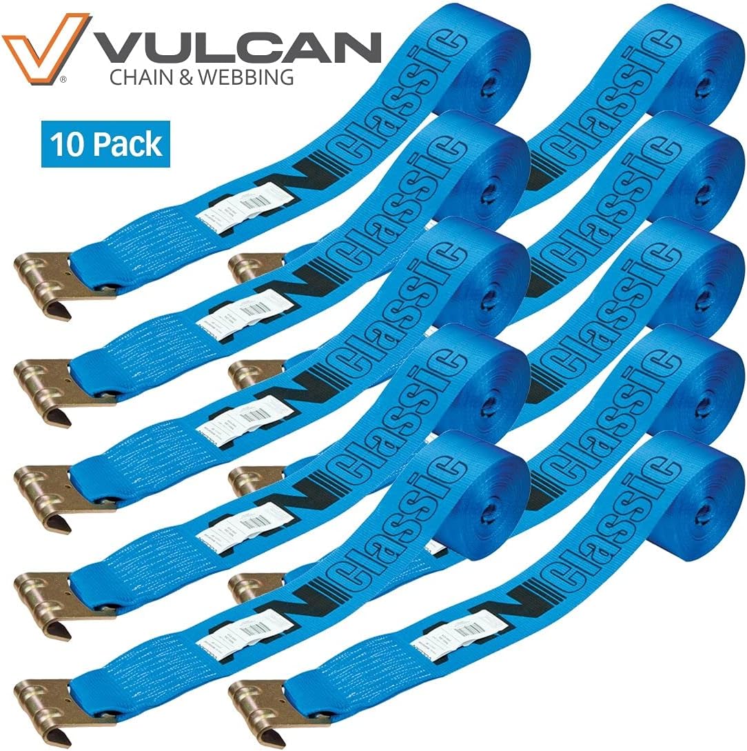 Classic Blue 4 Inch x 30 Foot 10 Pack Winch Strap with Flat Hook B166048