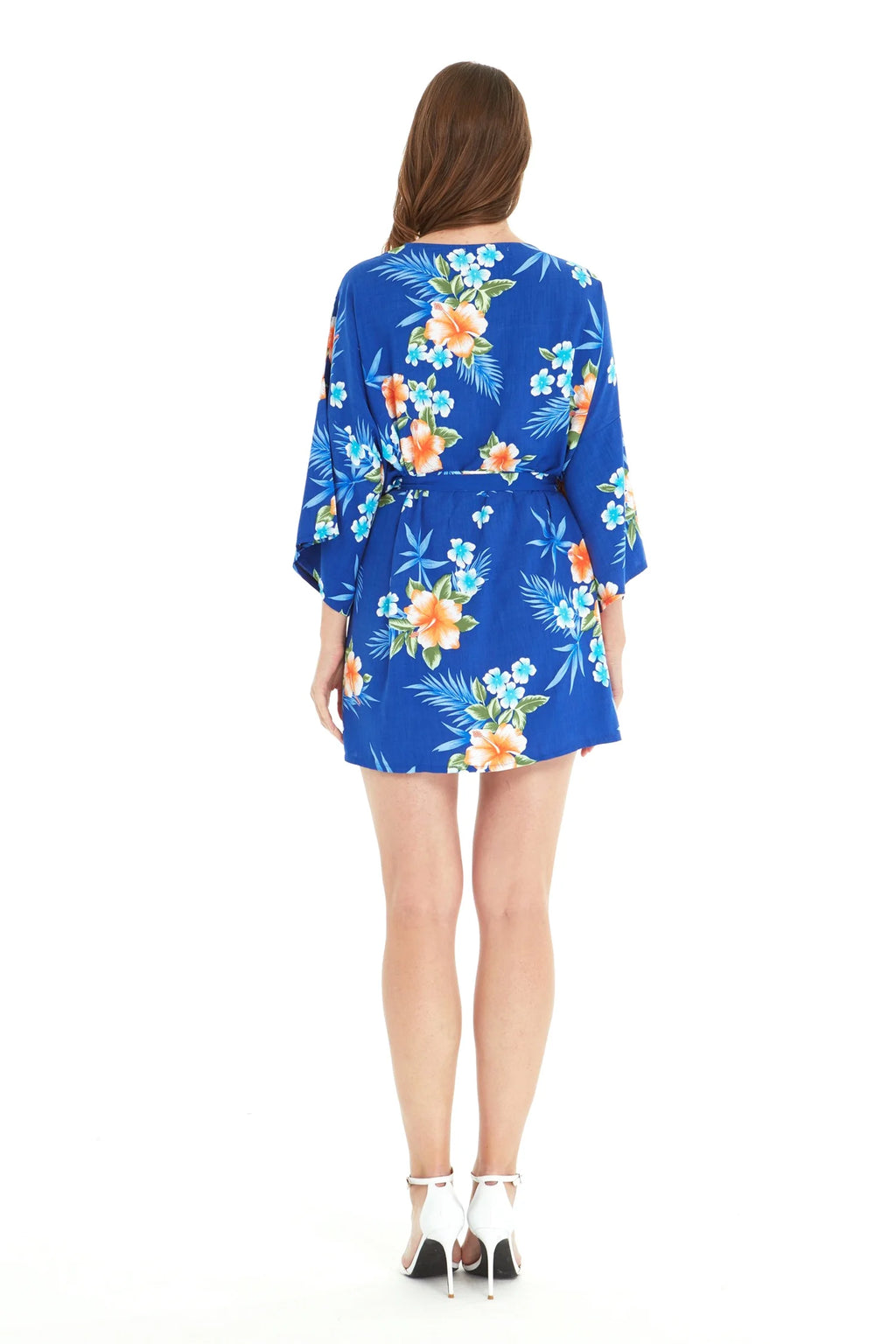 Hibiscus Blue Hawaiian Luau Shirt E622
