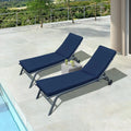 Navy Blue Outdoor Lounge Chair Cushion Set of 2 P38932