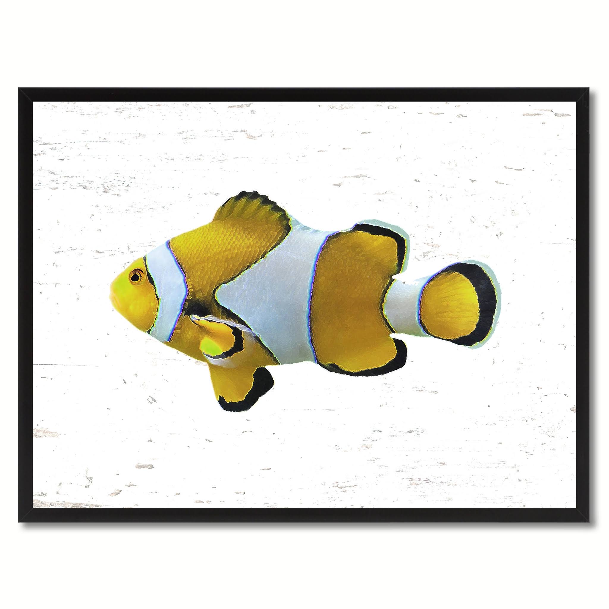 Yellow Clown Tropical Fish Painting Wall Decor F76849