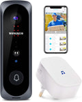 Wireless Video Doorbell Camera HD 166° with Indoor Chime, 2 Rechargeable Batteries D174