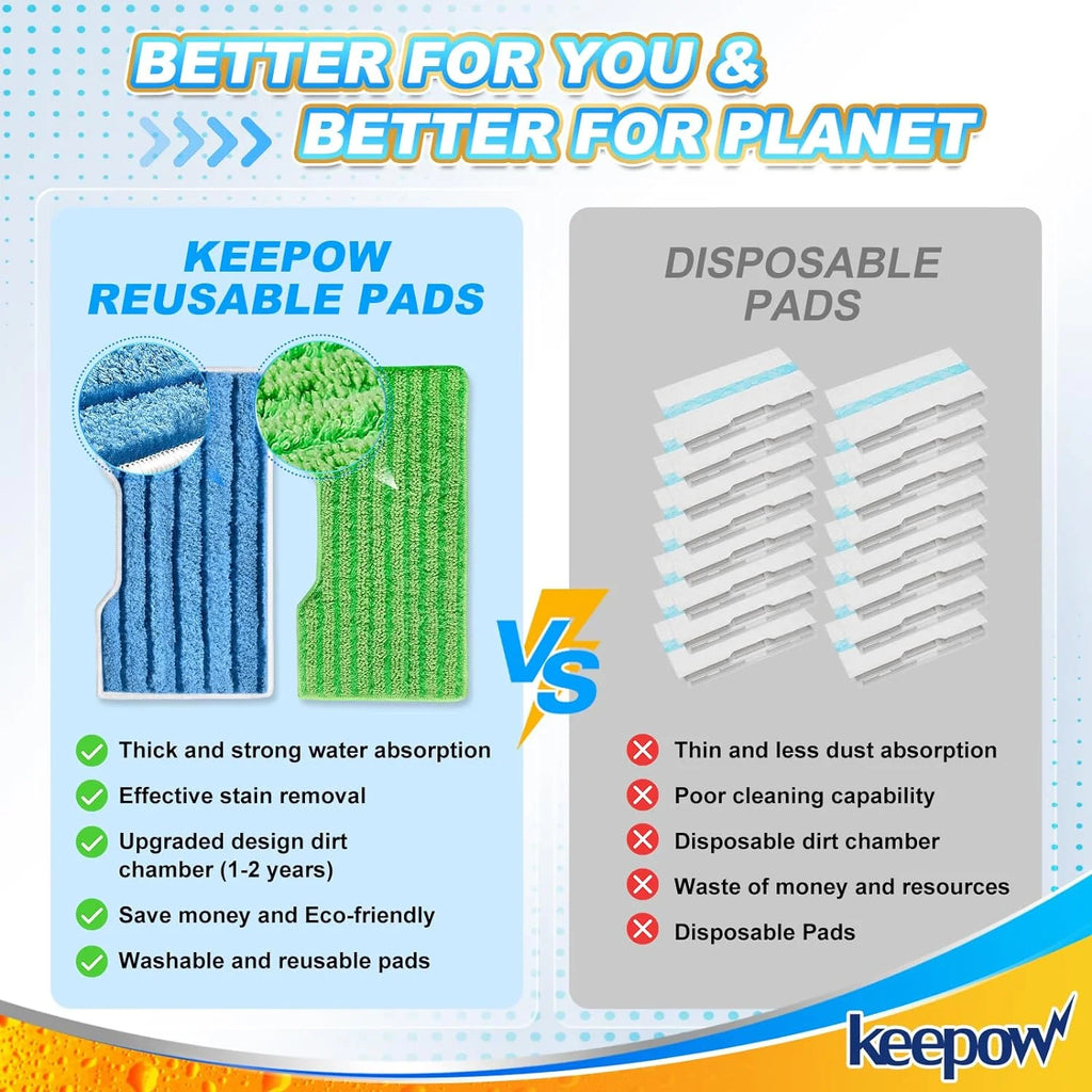 Reusable Vacuum Mop Pad Refills (1+2+2+2 Pads) D49059