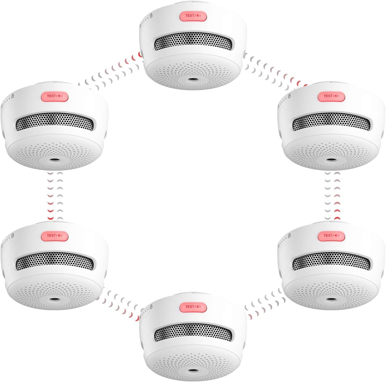 6-Pack Wireless Interconnected Smoke Detector Fire Alarm L4061