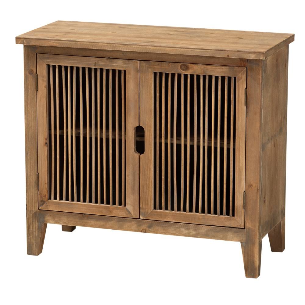 Rustic Spindle Accent Storage Cabinet with 2 Shelves X93475