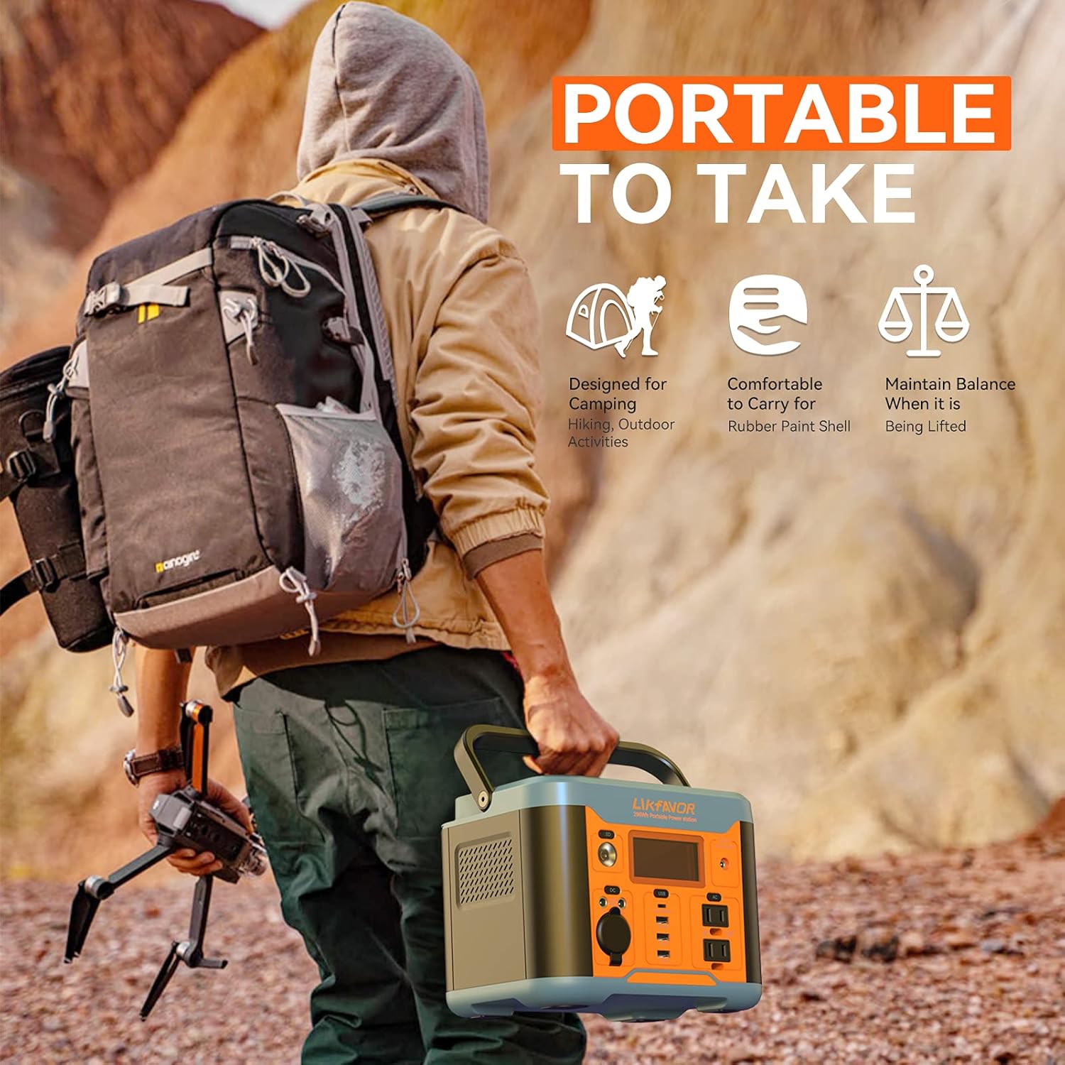 Portable Power Station 300W 296Wh Pure Sine Wave AC Outlet B1968
