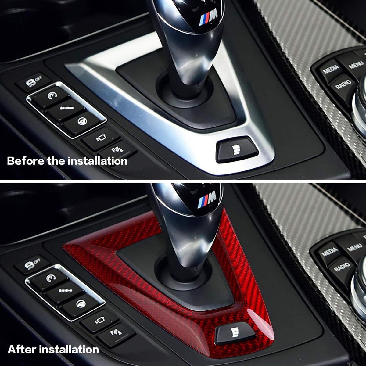 Carbon Fiber Gear Panel Interior Accessories for BMW M3 M4 2014-2018 (Red) G8975