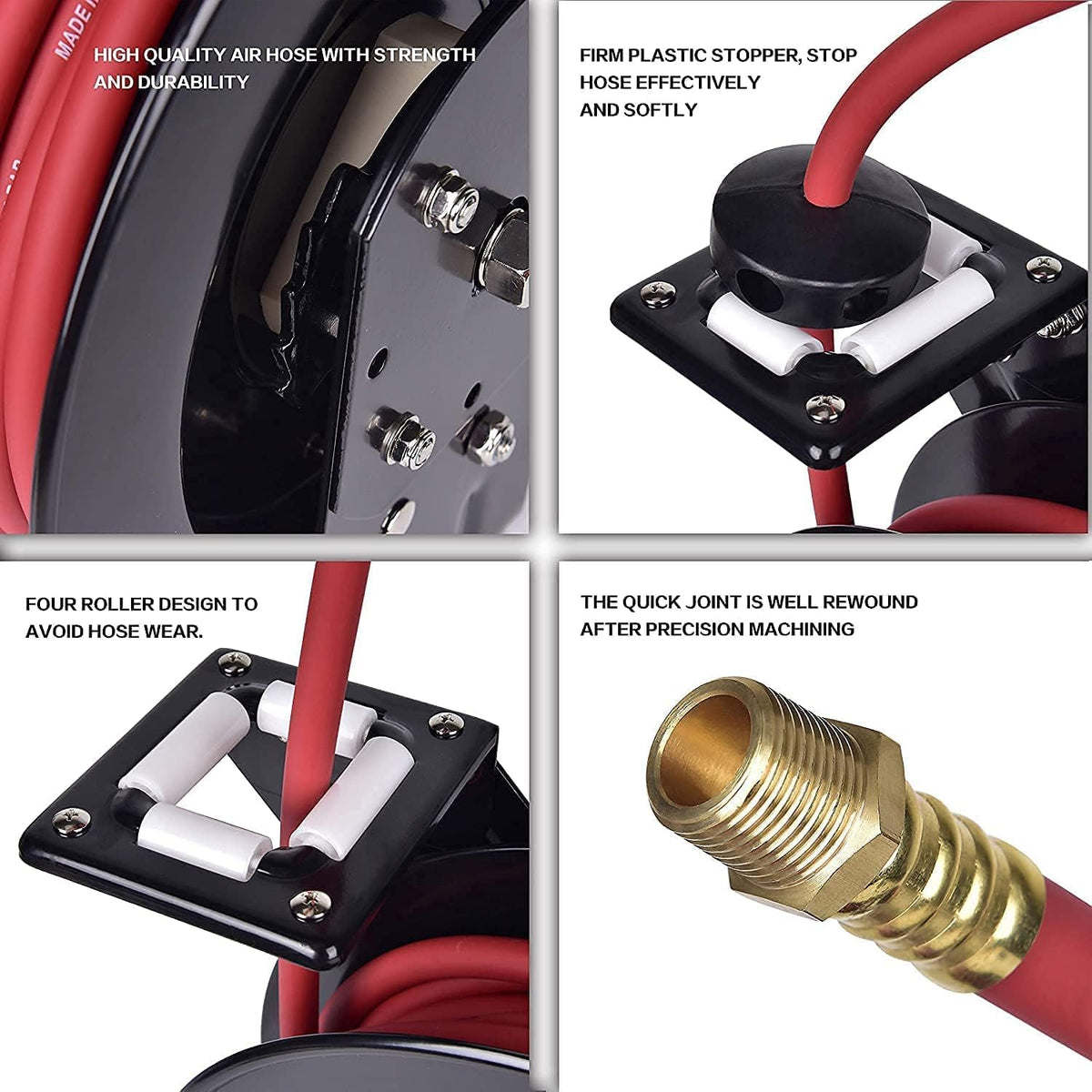 Air Hose Reel 3/8 in x 25 ft Wall Mount Retractable 300 PSI Hybrid Hose P15964