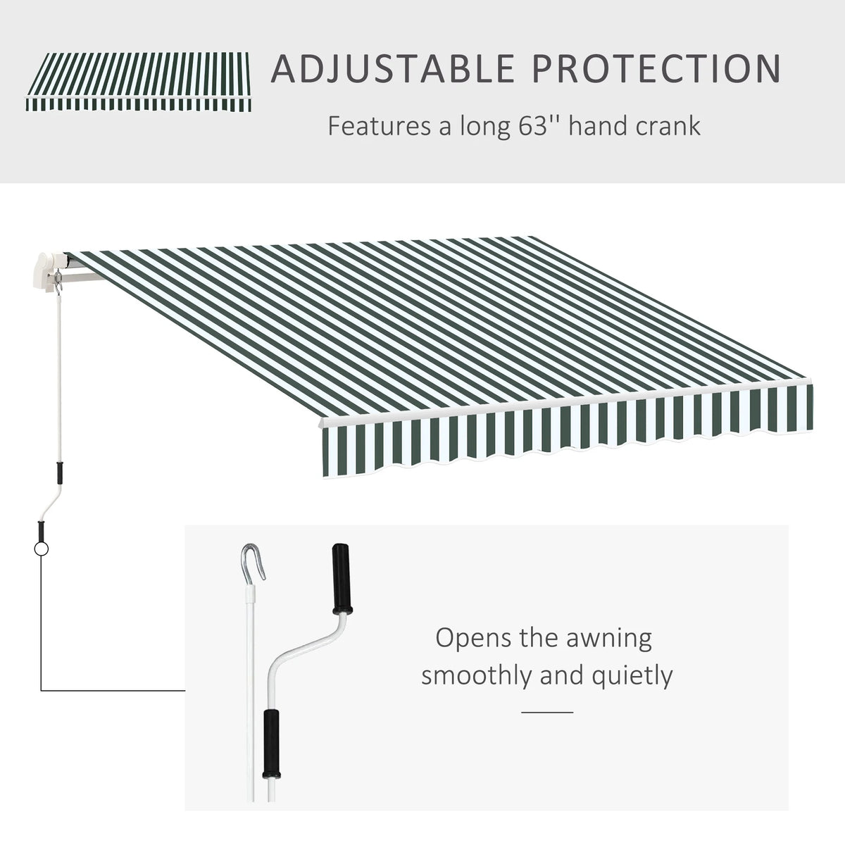 Green White Retractable Patio Awning T883