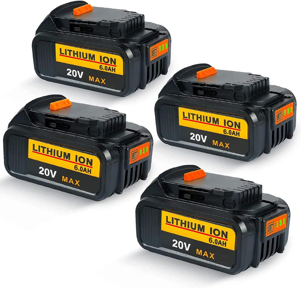 4Pack 6.0Ah 20V DCB206 Battery Replacement for Dewalt 20V Max XR Cordless Tools B5671