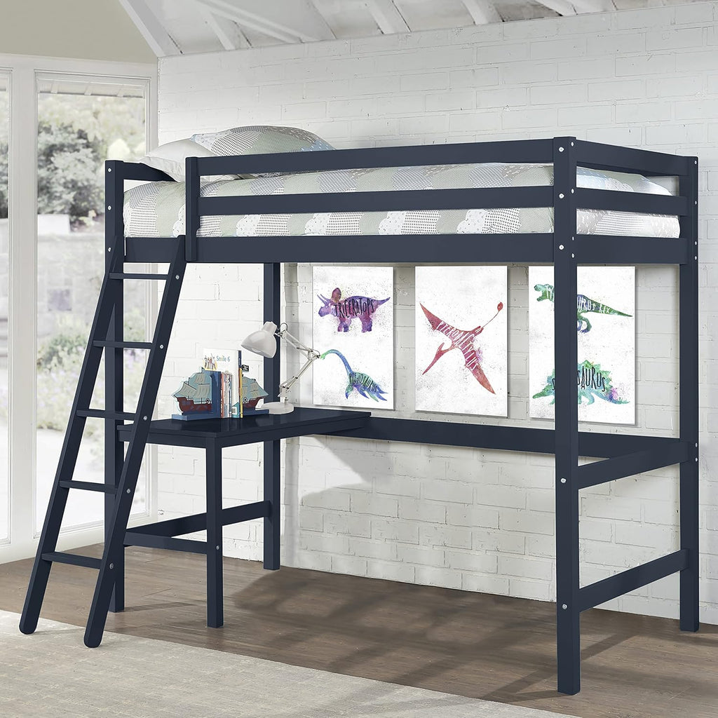 White Twin Loft Bed C43773