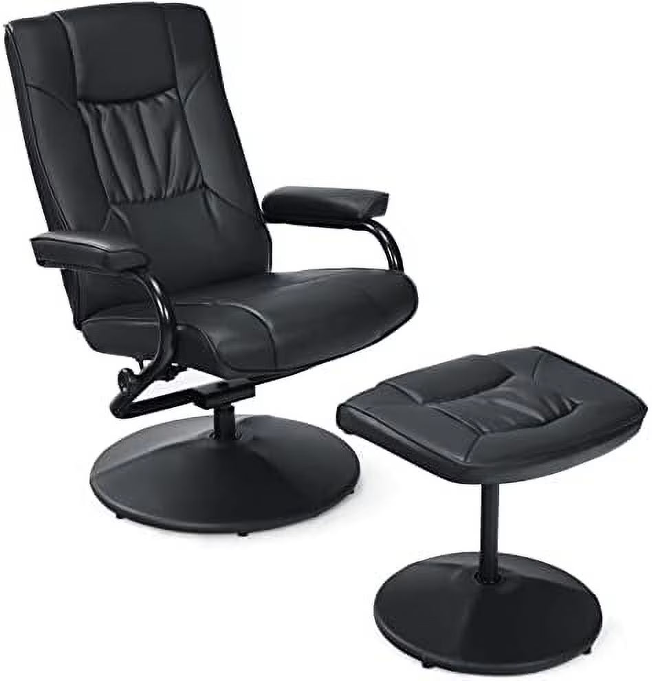 Brown PU Leather Swivel Reclining Chair with Ottoman R250