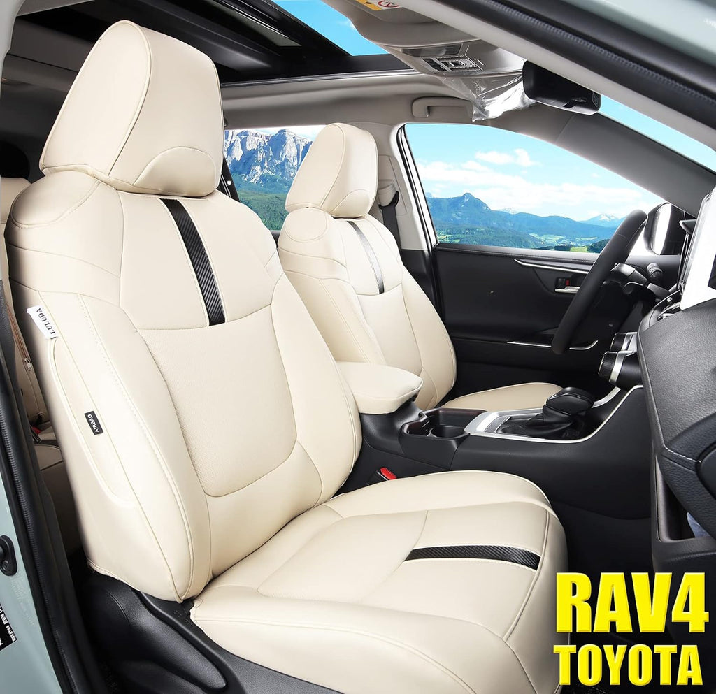 Wine Red Waterproof Faux Leather Seat Covers Full Set for Toyota RAV4 2019 2020 2021 A4951