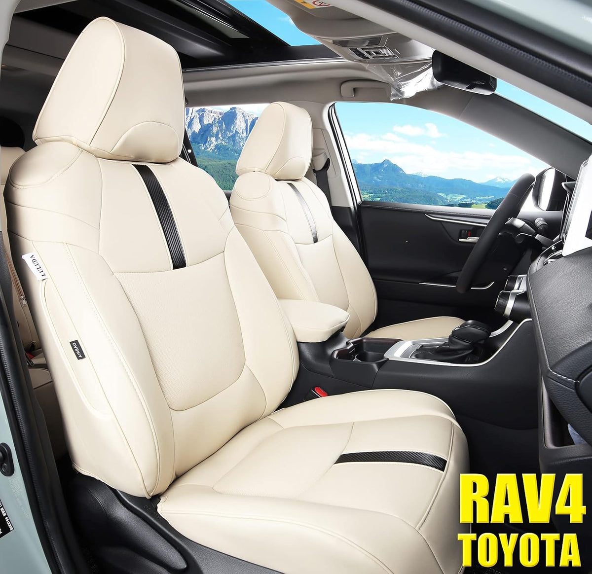 Wine Red Waterproof Faux Leather Seat Covers Full Set for Toyota RAV4 2019 2020 2021 A4951