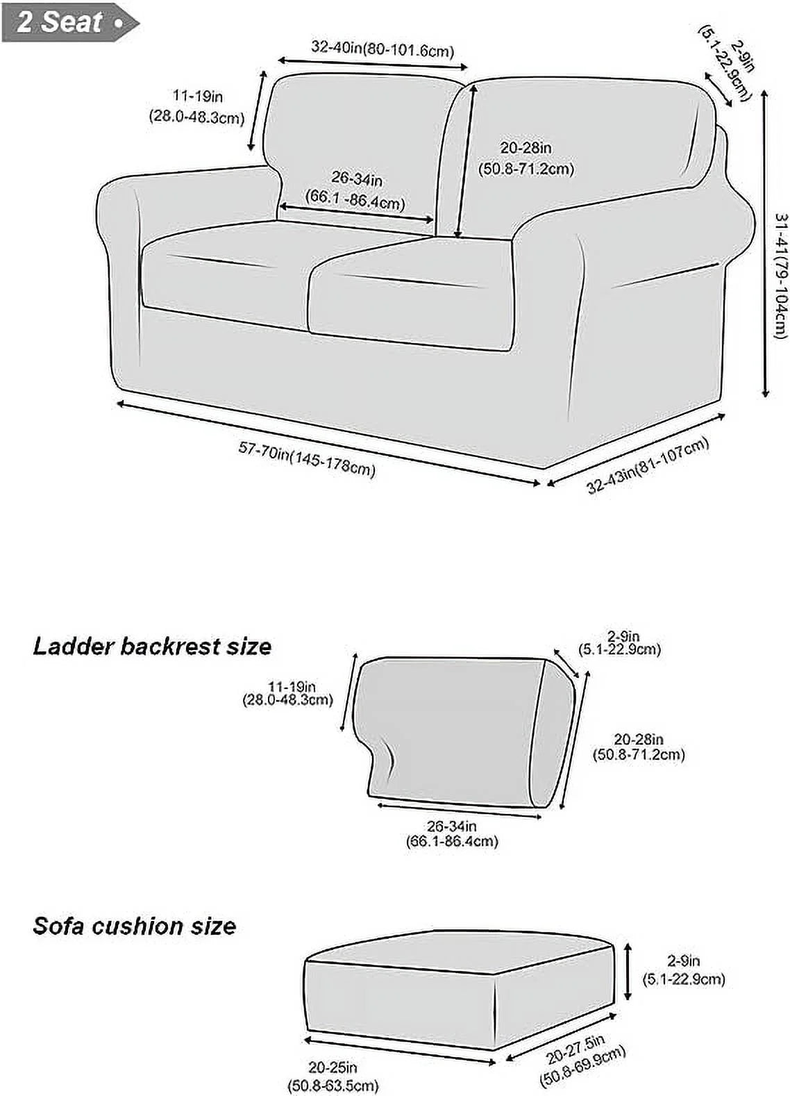 5 Pieces Stretch Sofa Slipcover with Individual Backrest and Cushion Covers (Light Grey, 2 Seat) O536