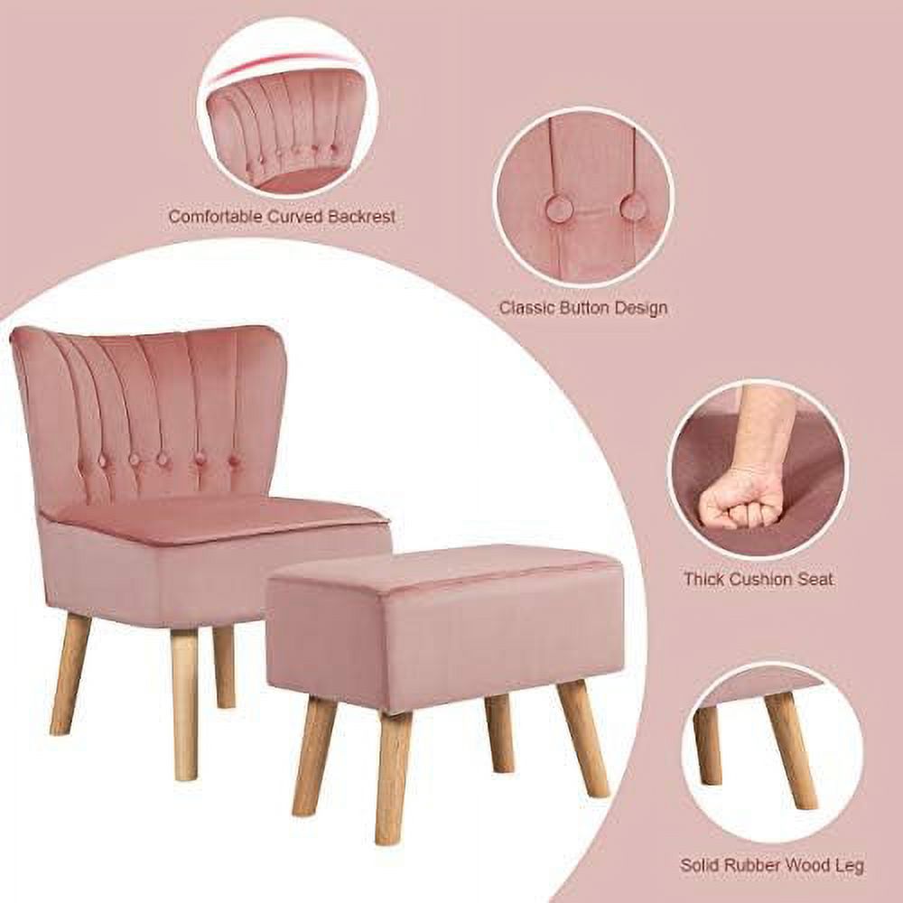 Pin Velvet Accent Chair with Ottoman C994804