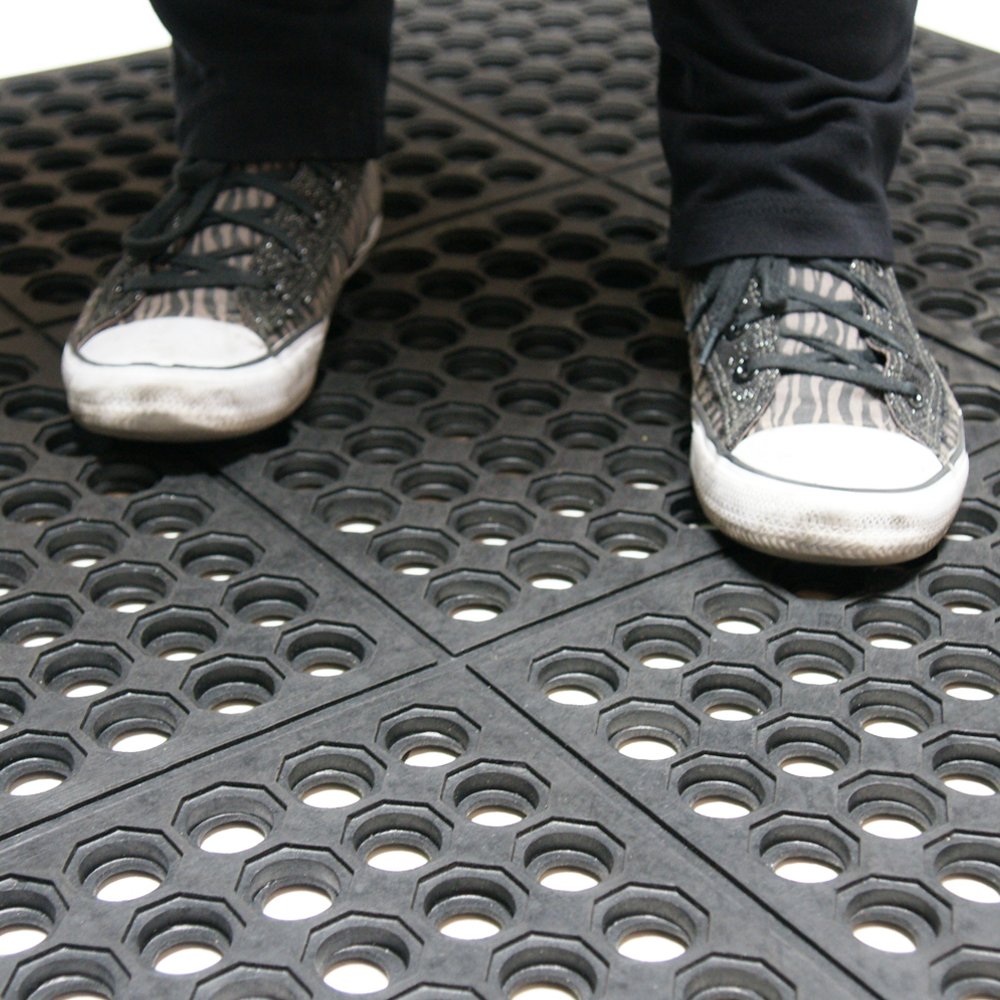 Black Pack of 2 Anti-Fatigue Rubber Matting A247893