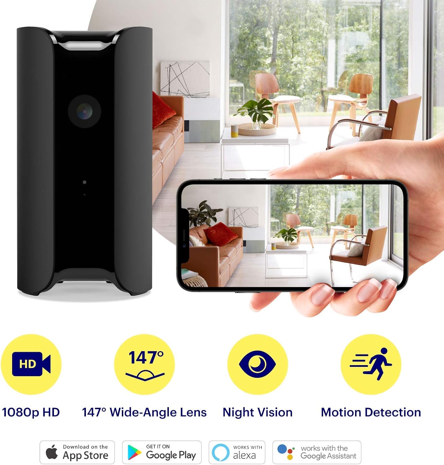 Indoor 1080p HD Security Camera with Built-in Siren and Climate Monitor - Black, single Z8601