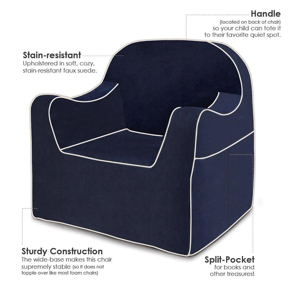 Navy Blue Reader Chair with White Piping D425