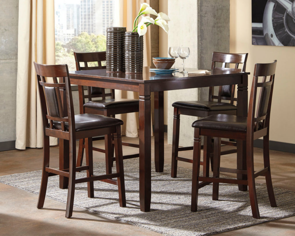 Counter Height Dining Table and Bar Stools Set of 5 Brown G388491