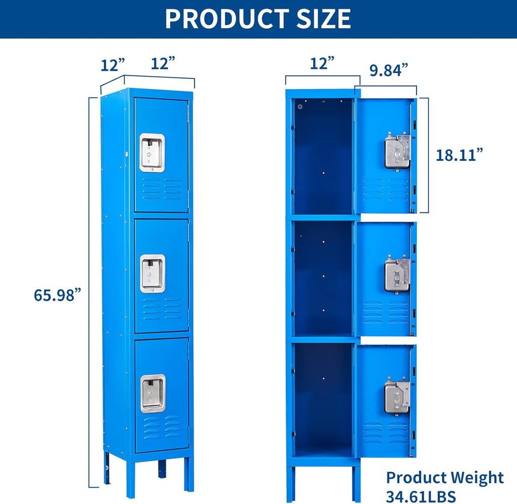 Gray Steel 3 Door Storage Locker Cabinet L30014