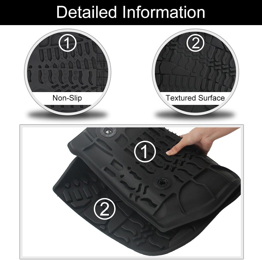 Black Front Row TPE Floor Mat Set for 2014-2018 Jeep Wrangler JK JKU W554