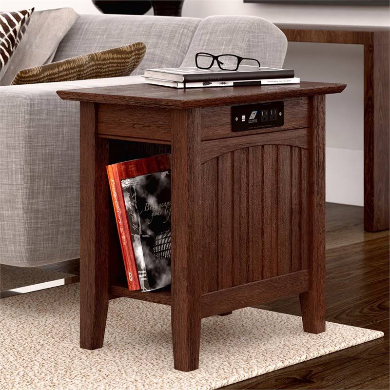 Burnt Amber Chair Side Table with Charger A79082