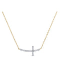 10kt Yellow Gold Diamond Cross Necklace 1/20 Cttw F7581