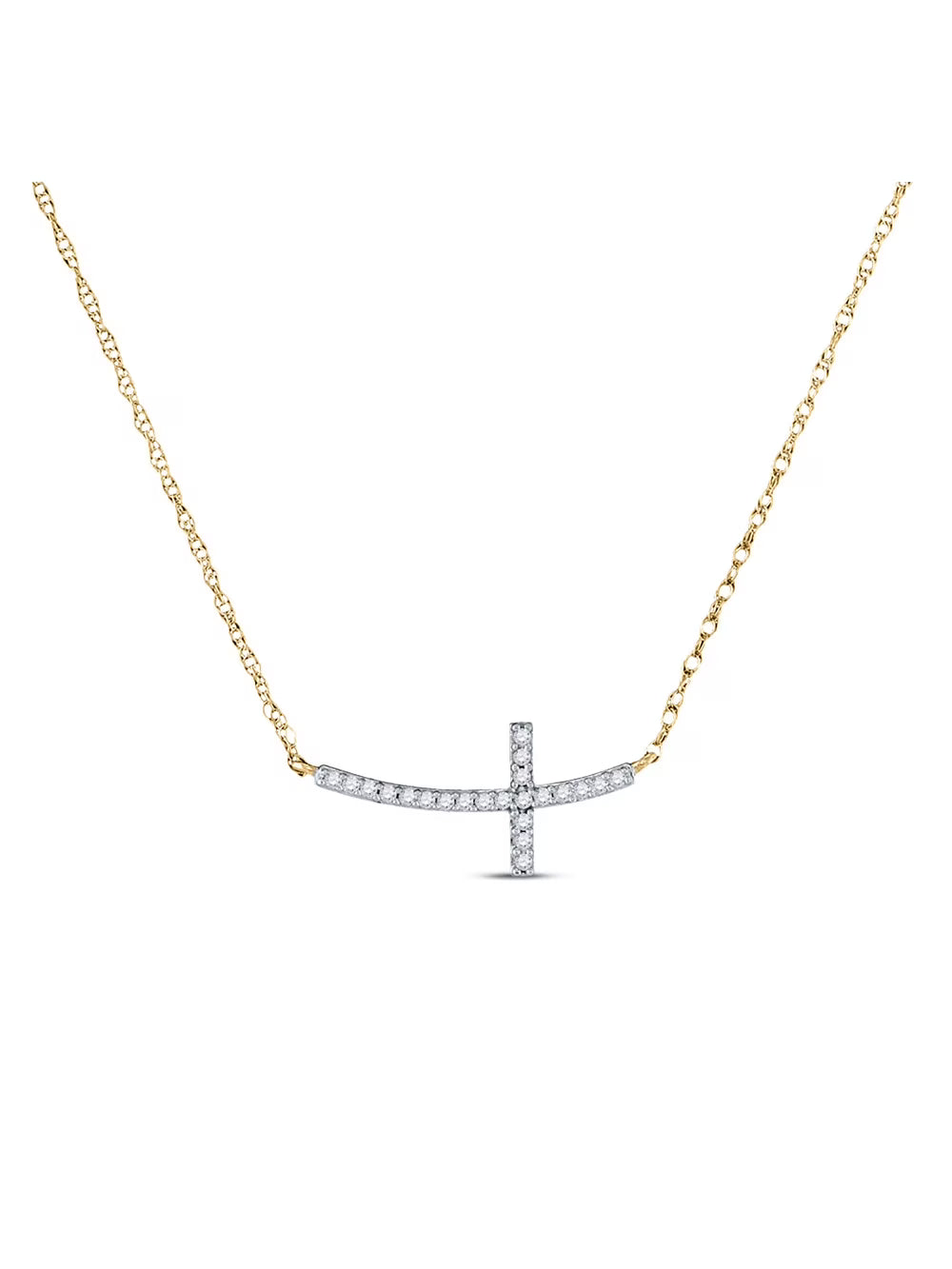 10kt Yellow Gold Diamond Cross Necklace 1/20 Cttw F7581