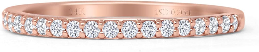 14K Rose Gold Half Eternity Band 0.12ct Natural Diamond Aquamarine C571