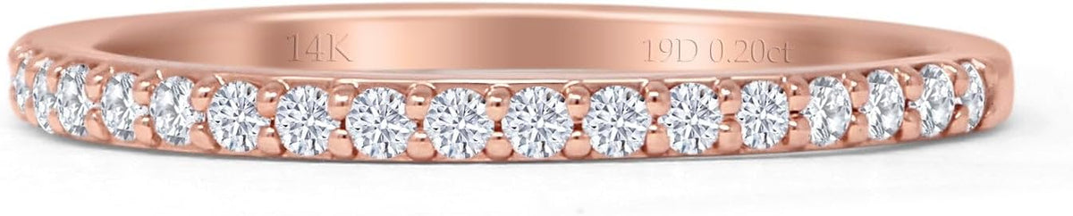 14K Rose Gold Half Eternity Band 0.12ct Natural Diamond Aquamarine C571