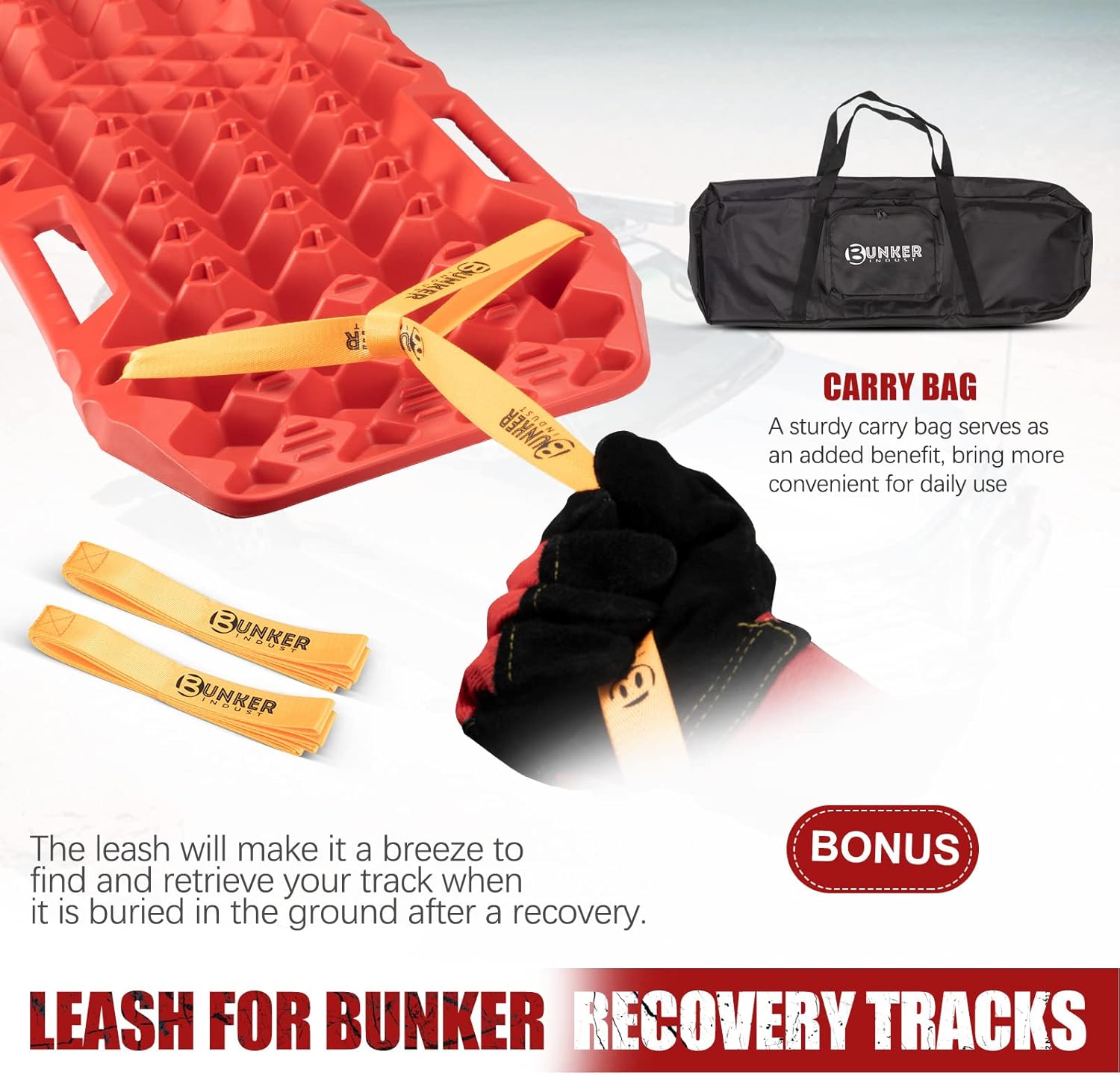 Red Off-Road Traction Boards with Jack Lift Base, 2 Pcs Recovery Track Ramp Traction Mat with Carry Bag V857557