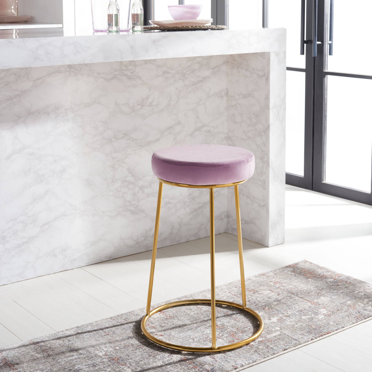 Round Counter Stool Seafoam Gold S846