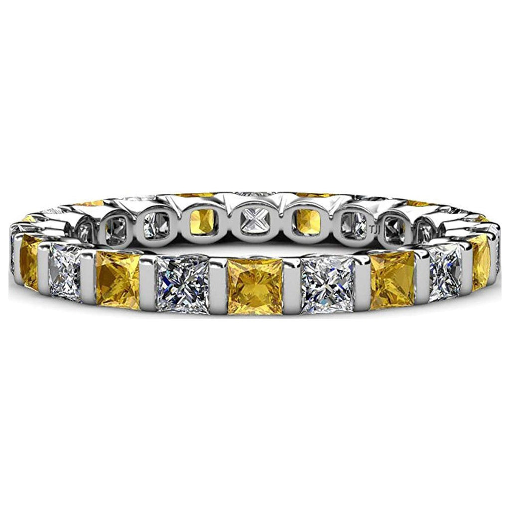 Citrine & Diamond Eternity Band in 14K White Gold S403050