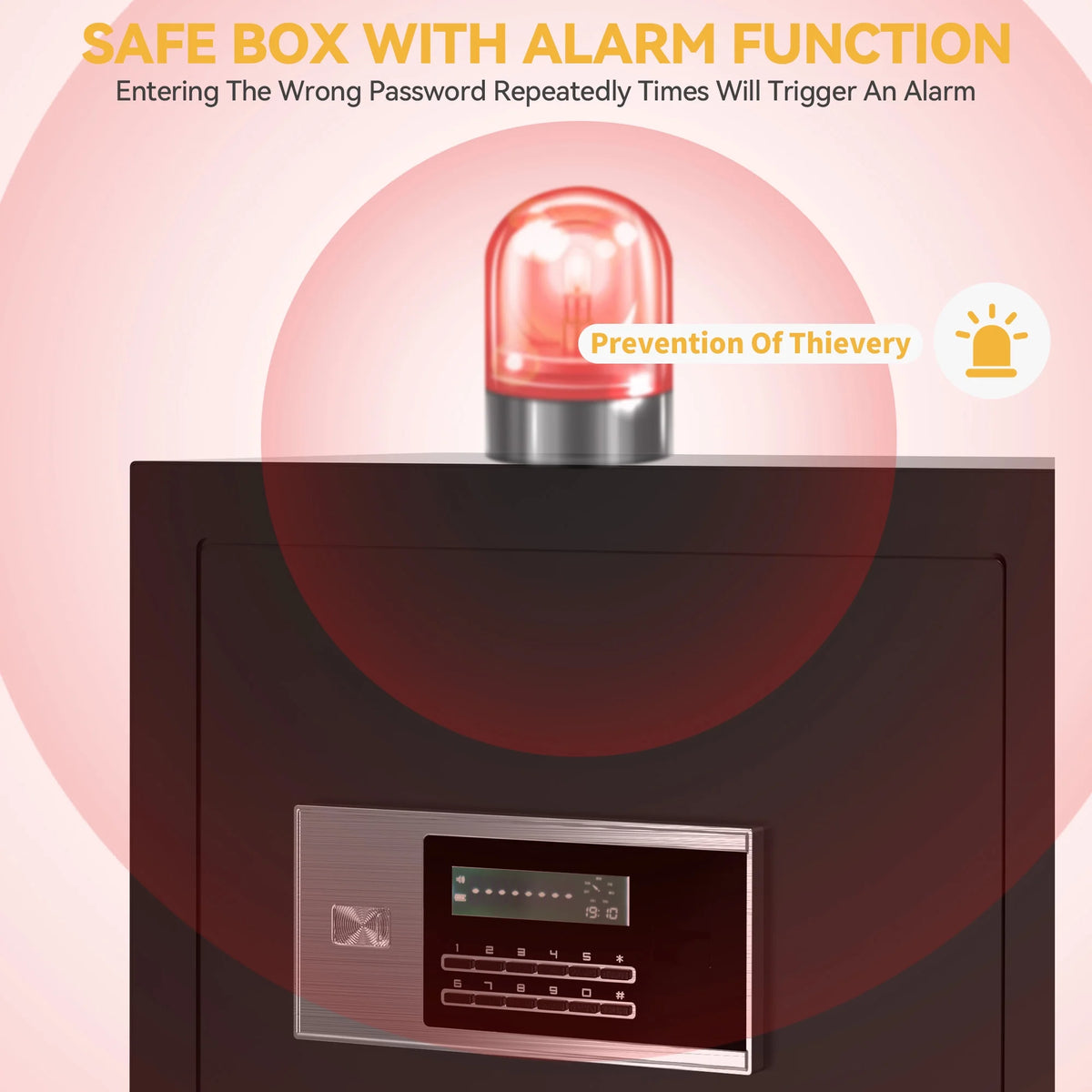 Safe Box with Digital Keypad, Water and Fire Resistant, Adjustable Shelves and LED Lighting A75178