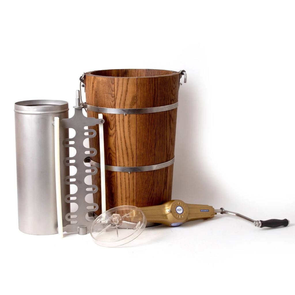 Manual Ice Cream Maker with Stainless Steel Can and Oak Tub, 8 Quart E911