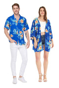 Hibiscus Blue Hawaiian Luau Shirt E622