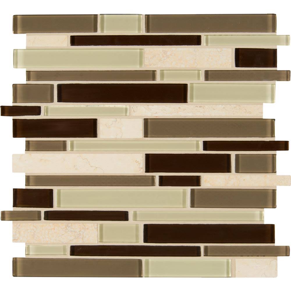 Textured Stone Glass Mesh-Mounted Mosaic Tile K9003