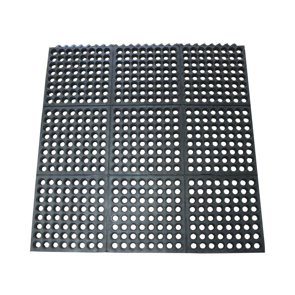 Black Pack of 2 Anti-Fatigue Rubber Matting A247893