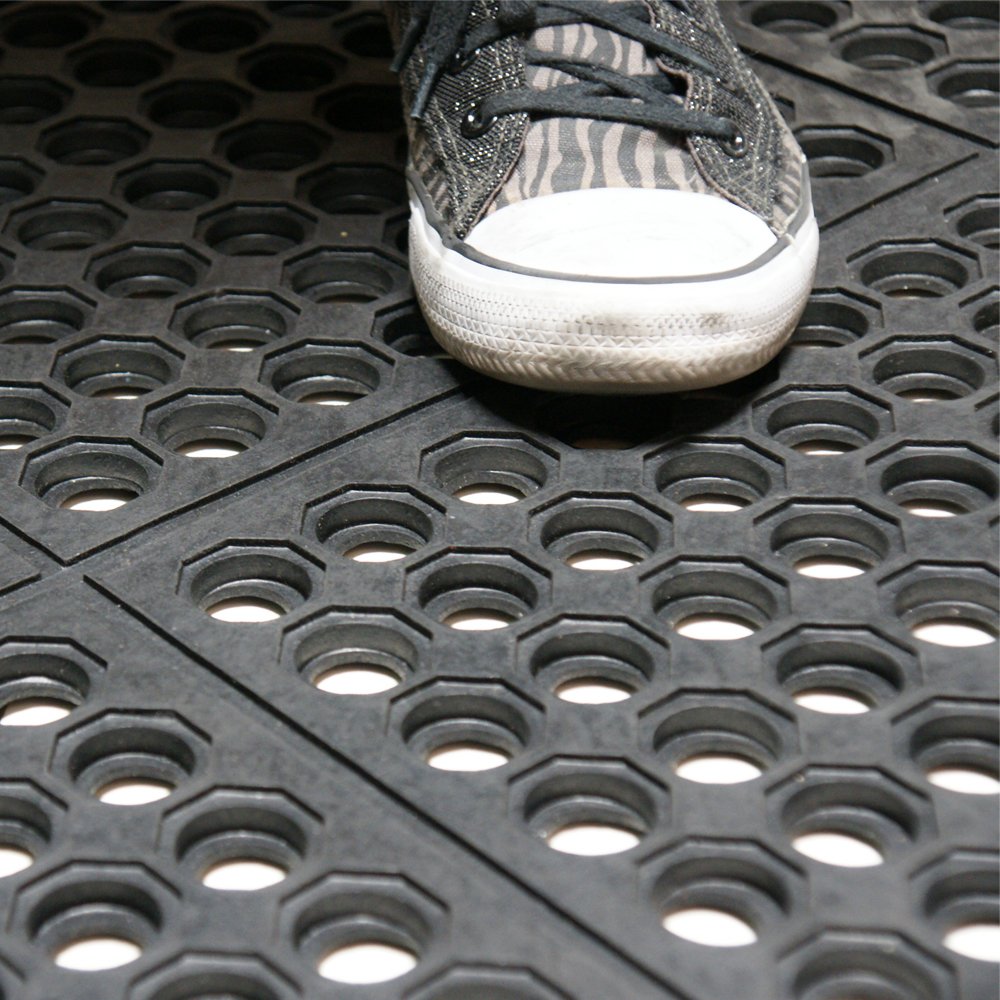 Black Pack of 2 Anti-Fatigue Rubber Matting A247893