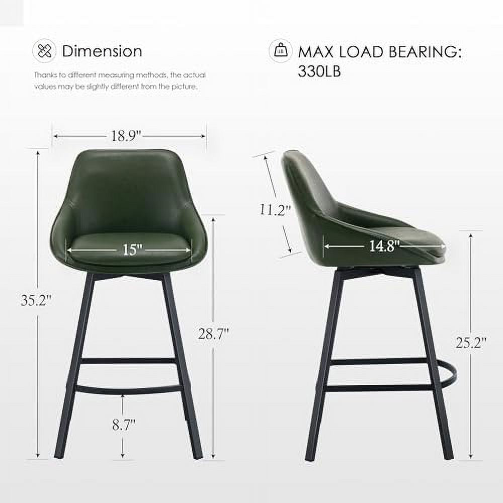 Green Faux Leather Swivel Counter Height Stools Set of 2 I178