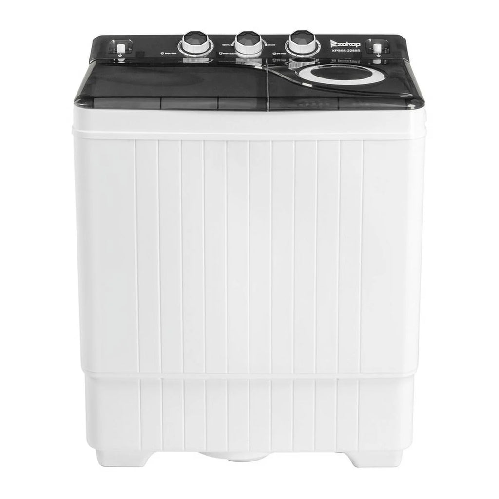 Semi-automatic Twin Tub Washing Machine with Built-in Drain Pump, 26Lbs, White&Black F944033